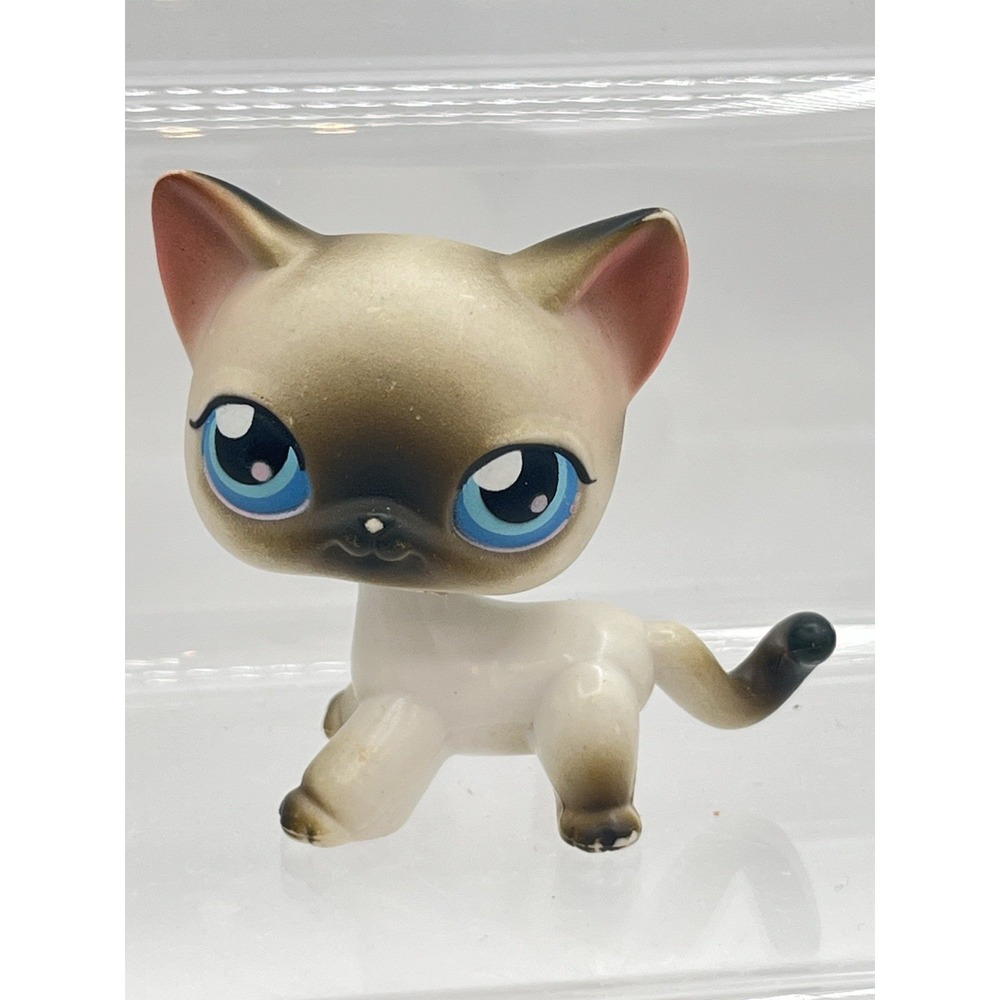 Littlest Pet Shop #5 Gray Siamese Kitty Cat LPS Hasbro Authentic 2004 Vintage
